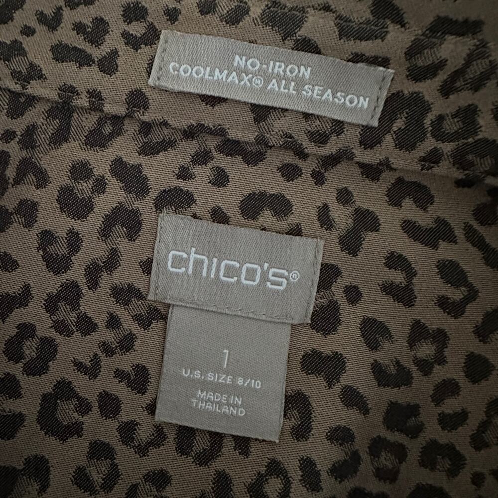 CHICOS | Womens No-Iron All-Seasons Animal Print Shirt Size Medium Button Front - Picture 4 of 11